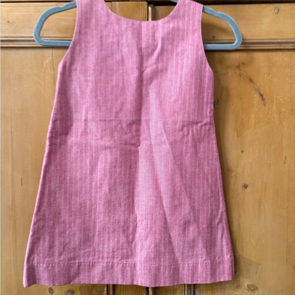 STRAUSBURG 100% cotton girls 4T sleeveless red holiday dress embroidered hohoho